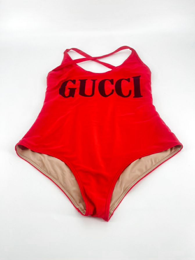 GUCCI Red & Black Size M 1pc Swimsuit
