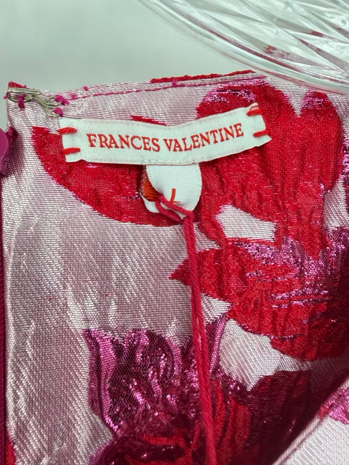 FRANCES VALENTINE Size L Pink & Red Jacquard Floral Sleeveless Dress NWT