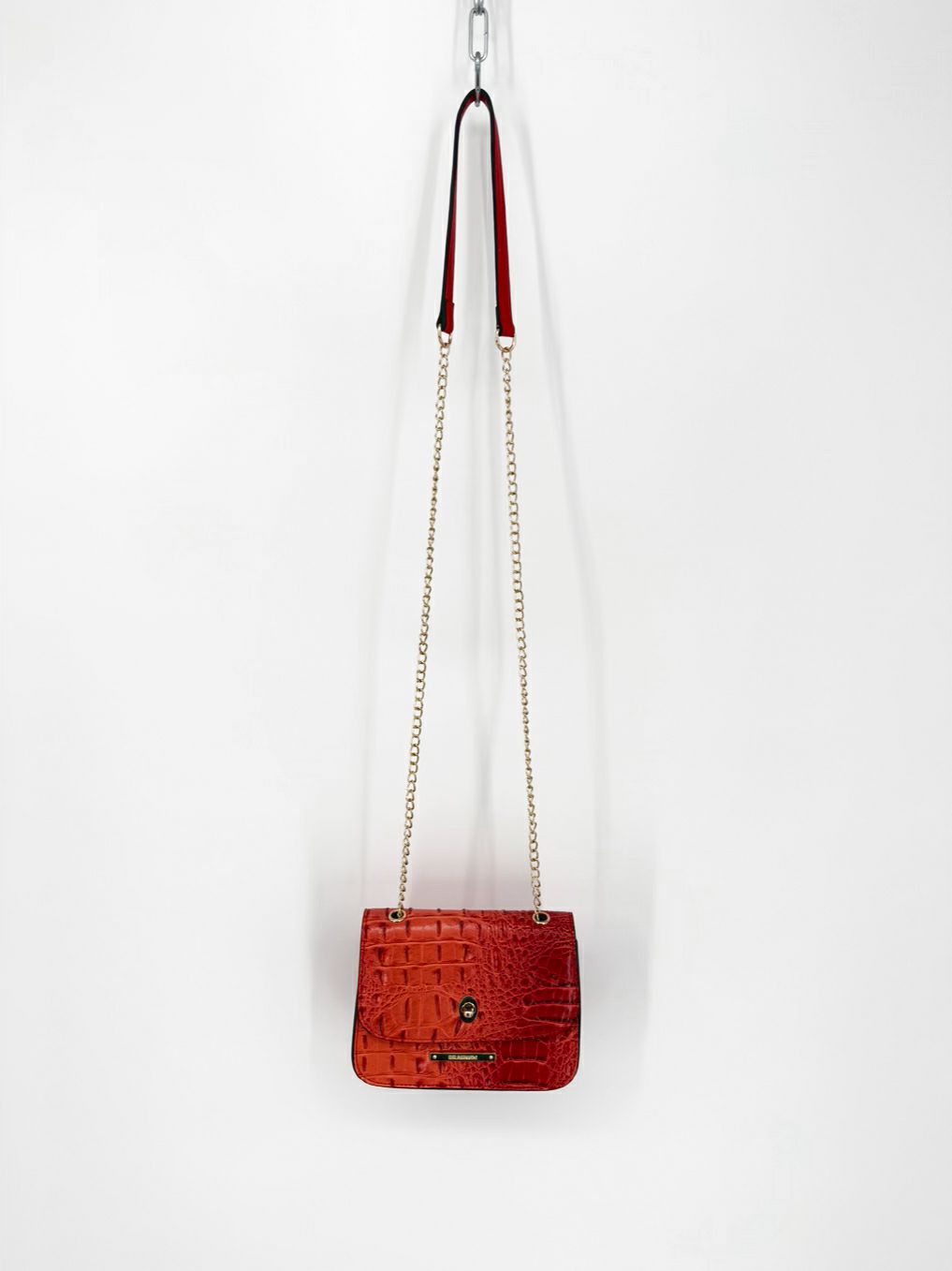 BRAHMIN Orange Leather Embossed Crossbody Bag