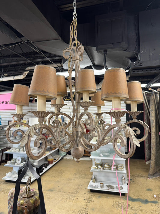 FINE ART LAMPS Taupe 2-Tier 6-Arm Chandelier