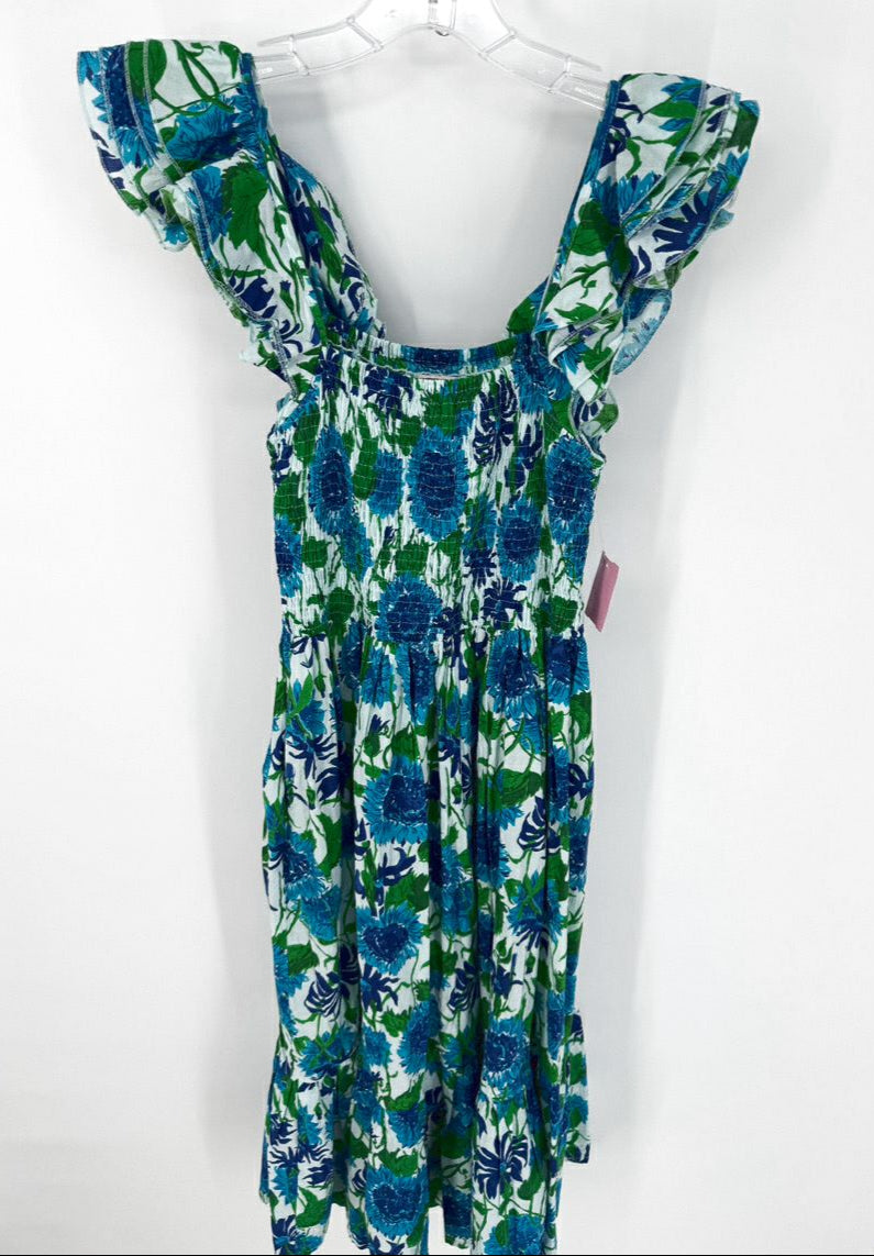 MILLIE Size S Blue & Green Floral Maxi-Dress