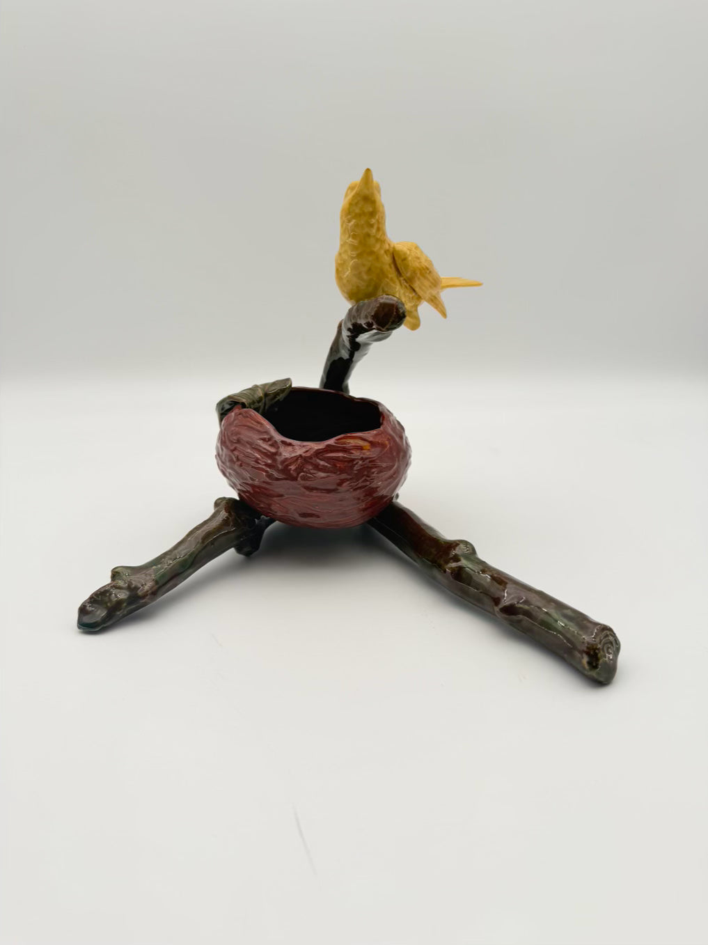 CHANGESTROM Brown, Green & Yellow Ceramic Bird Object