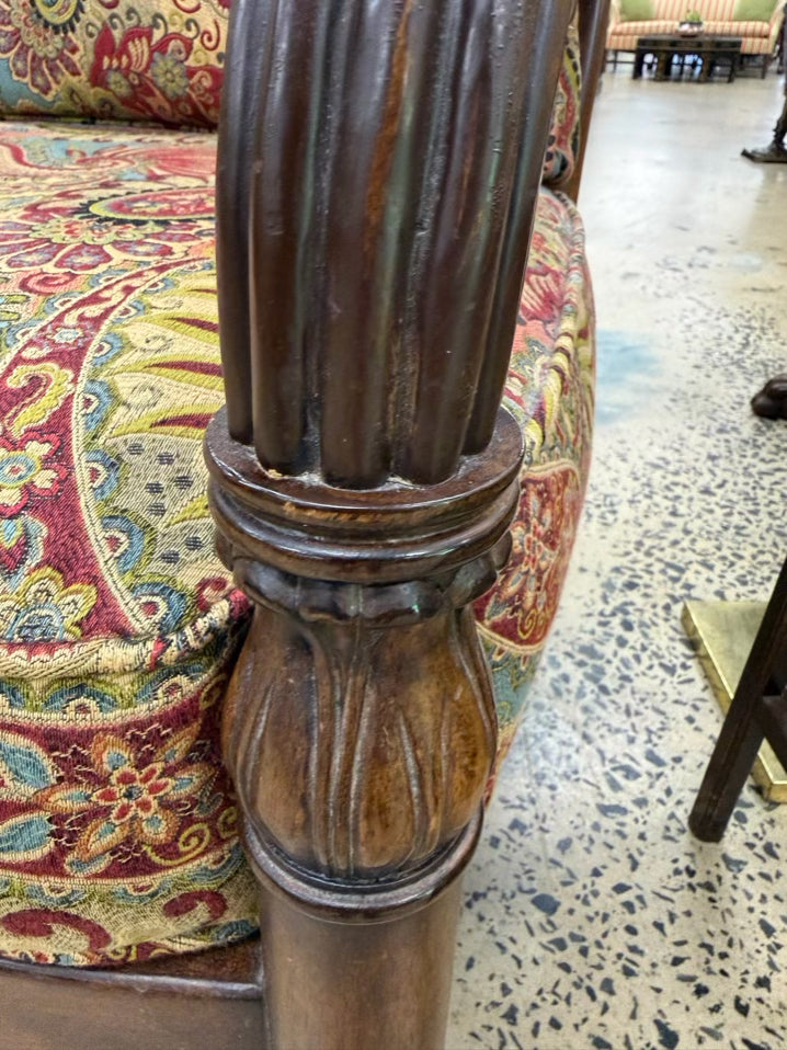 Wood Neo Classical Paisley Print Pair Of Chairs
