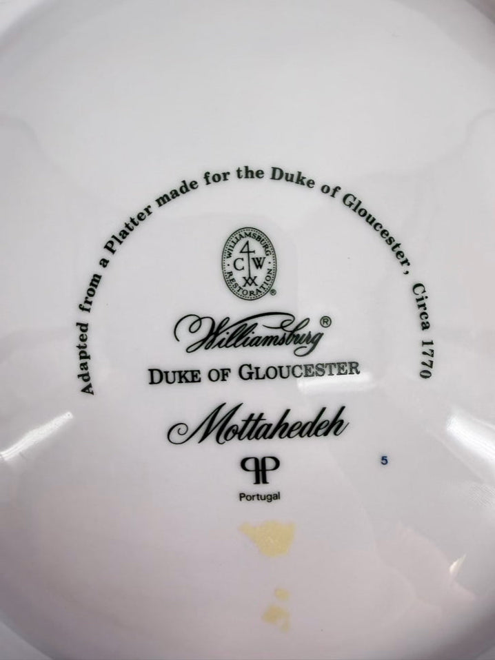 MOTTAHEDEH White & Multi Porcelain Williamsburg Duke Of Gloucester Bowl w/ Scalloped Edge