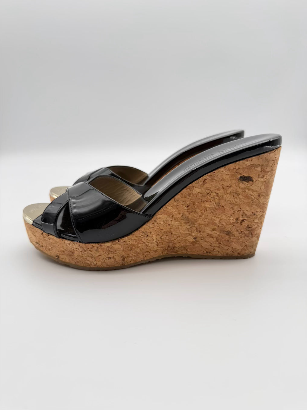 JIMMY CHOO WMNS Size 38 Black Cork Wedge