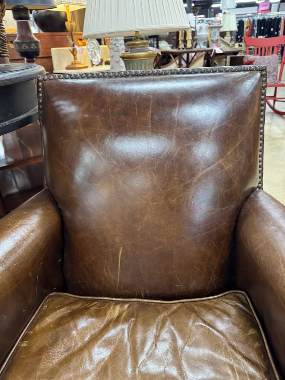 RESTORATION HARDWARE Brown Leather Nailhead Chair
