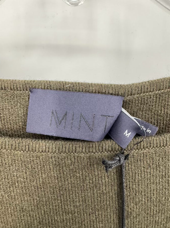 MINT Size M Dark Green Satin Knit Top NWT