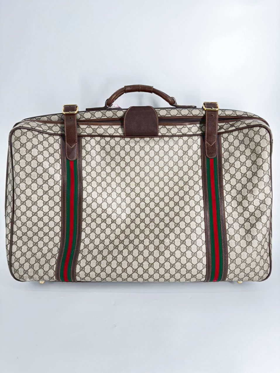 VINTAGE GUCCI Coated Canvas Brown Logo Luggage