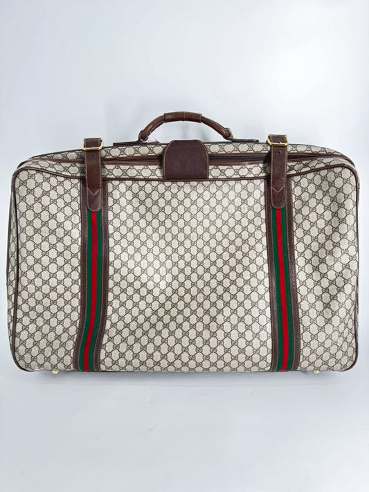 VINTAGE GUCCI Coated Canvas Brown Logo Luggage