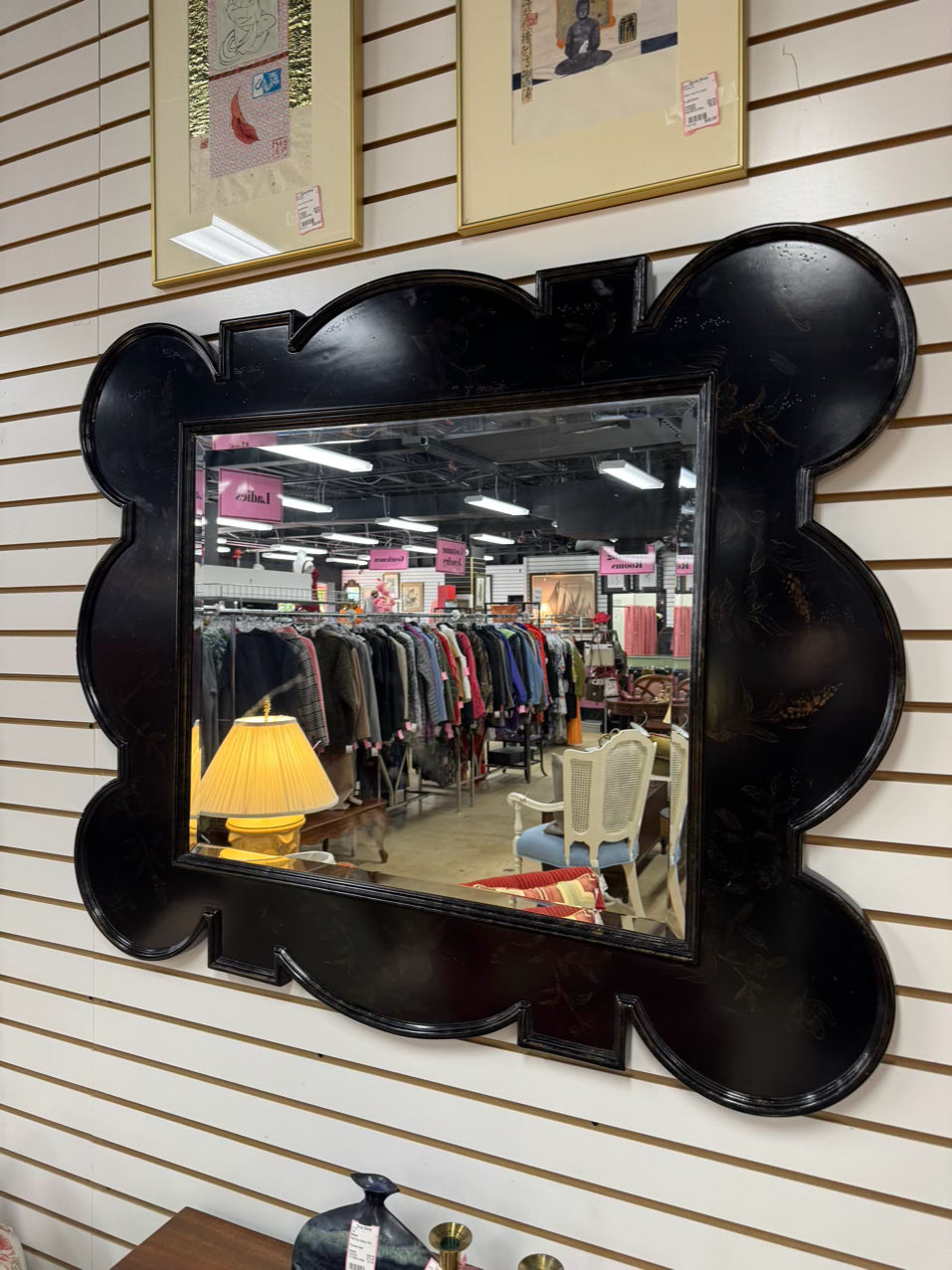 FURNITURELAND SOUTH Black Scalloped Edge Mirror
