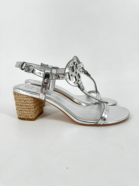 TORY BURCH Size 6.5 Silver Silver Heels