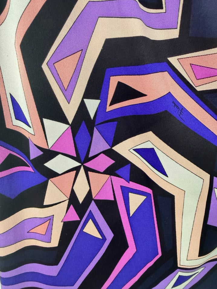 EMILIO PUCCI Size 10 Violet & Navy Silk Skirt