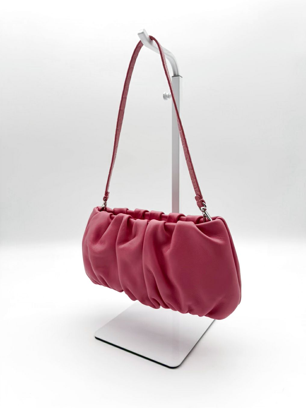 STAUD Pink Leather Evening Bag
