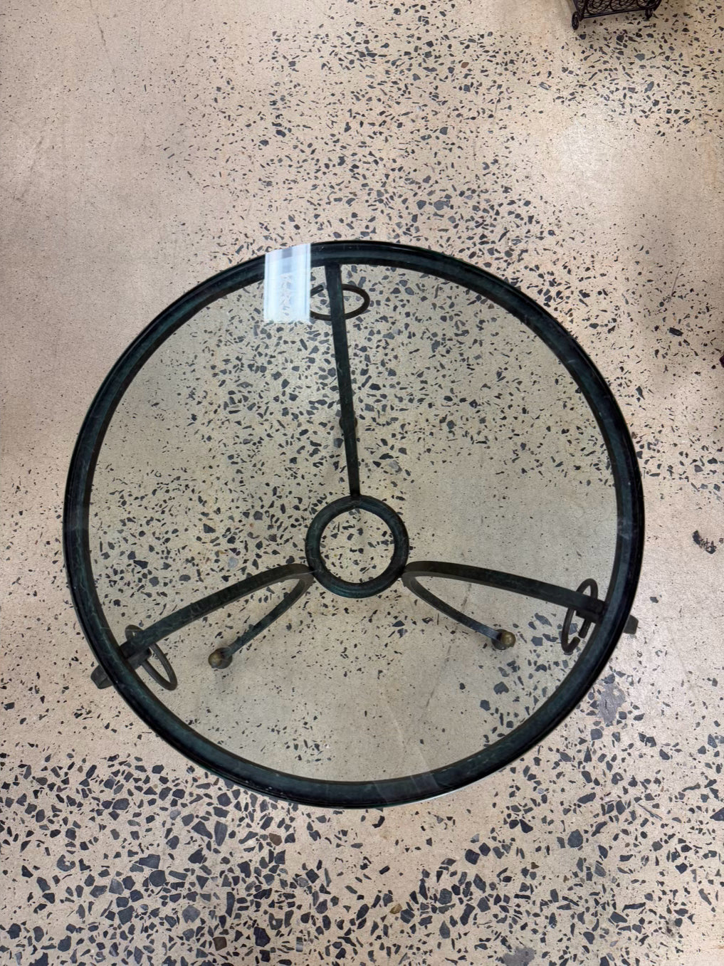 Green & Clear Iron & Glass Occasional Table