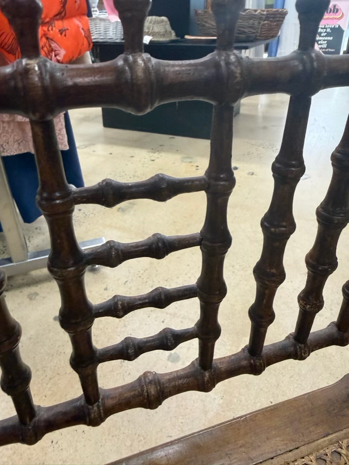 ANTIQUE  Wood Corner Spindle Chair w/ Cane Bottom