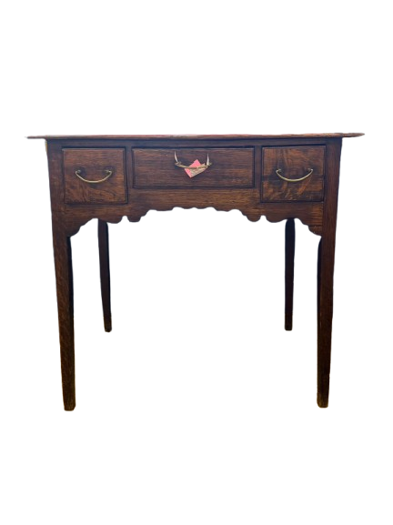 Medium Brown English Oak Occasional Table w/ 3 Drawers