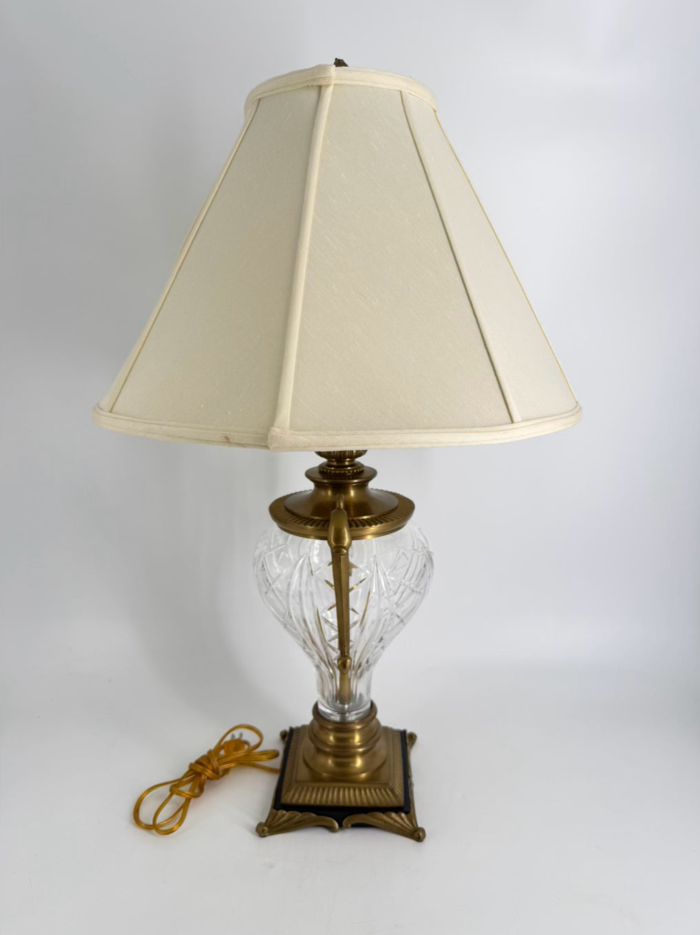 Brass & Crystal Urn Lamp w/ Shade