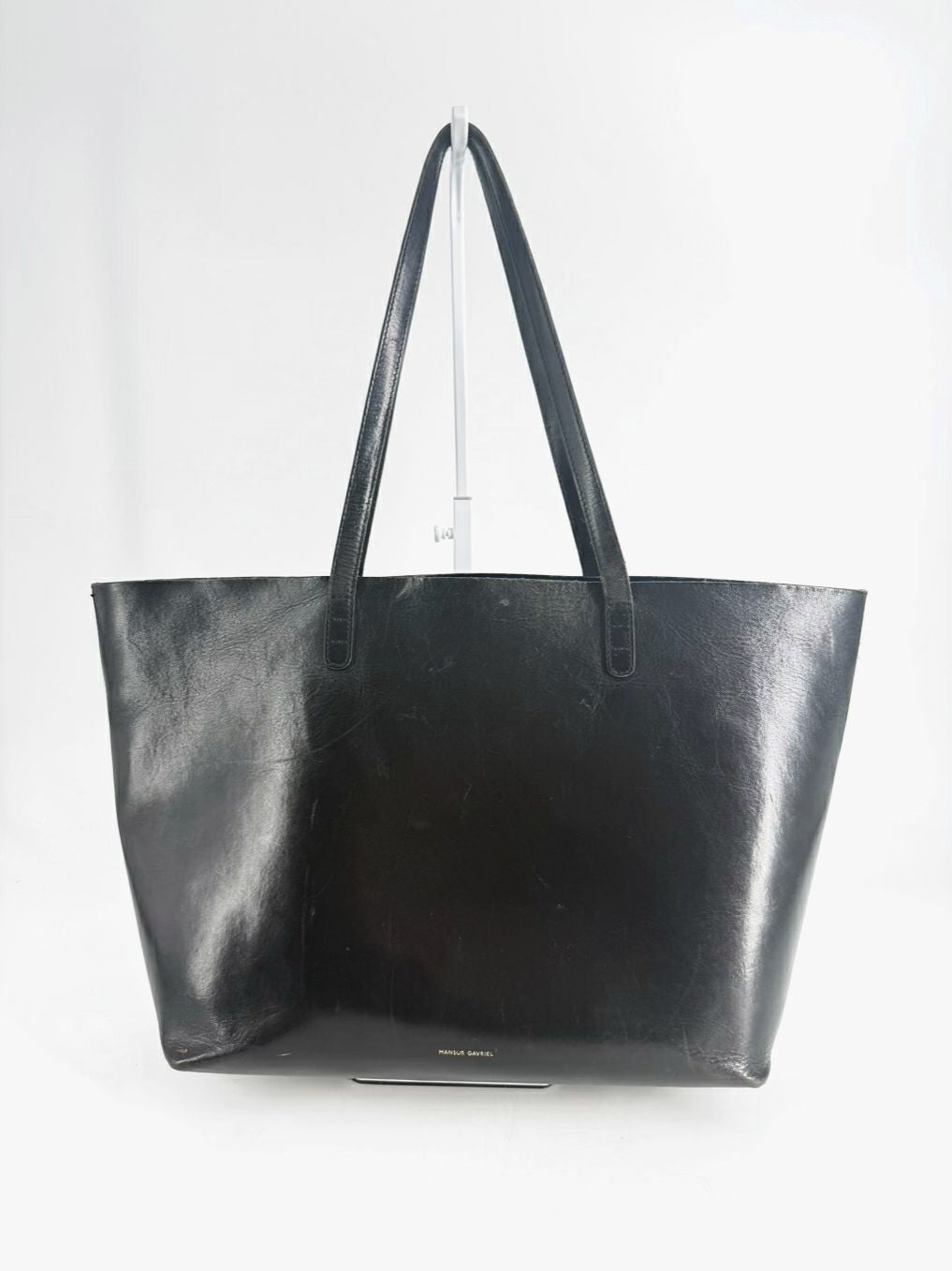 MANSUR GAVRIEL Black Leather Tote Bag w/ Small Zipper Pouch