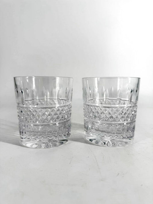 WATERFORD Clear Crystal Pair Of Irish Lace Rocks Glasses