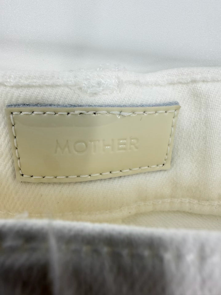 MOTHER Size 31 Cream Denim Frayed Jeans
