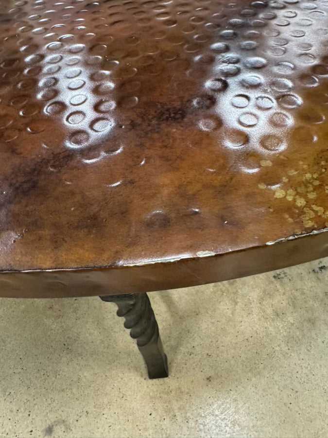 Copper Look Oval Dented Coffee Table