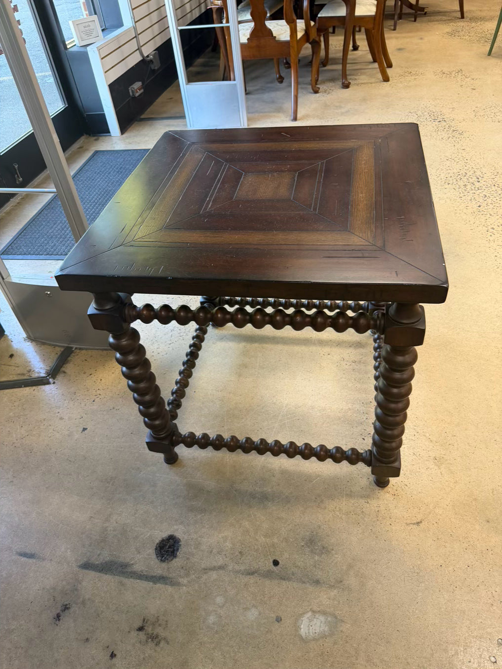 Jacobean Wood Occasional Table w/ Bobbin Style Legs