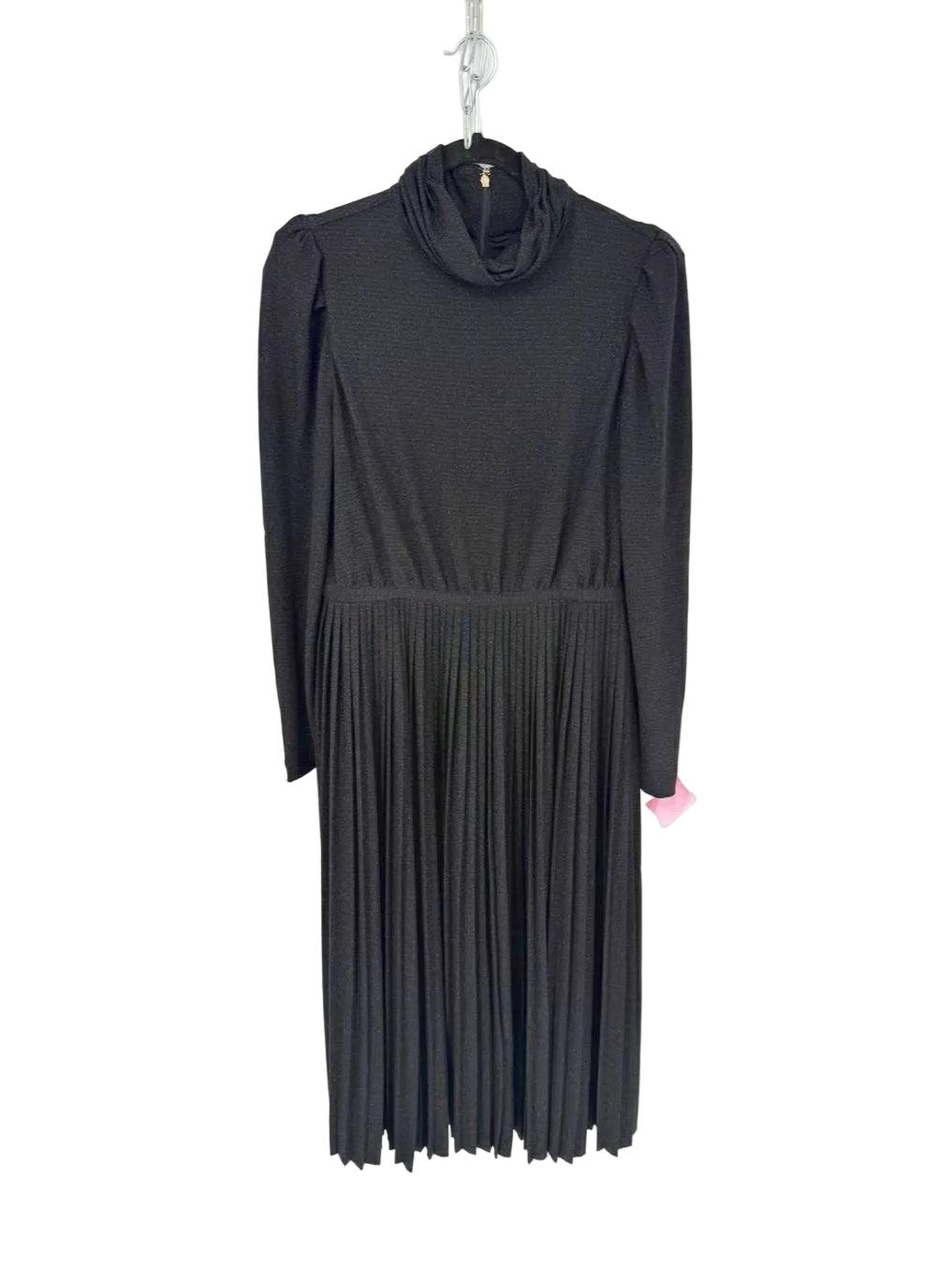EMILY MCCARTHY Tessa Tap Shoe Wmn's Size L Black Shimmer Pleated Maxi-Dress NWT