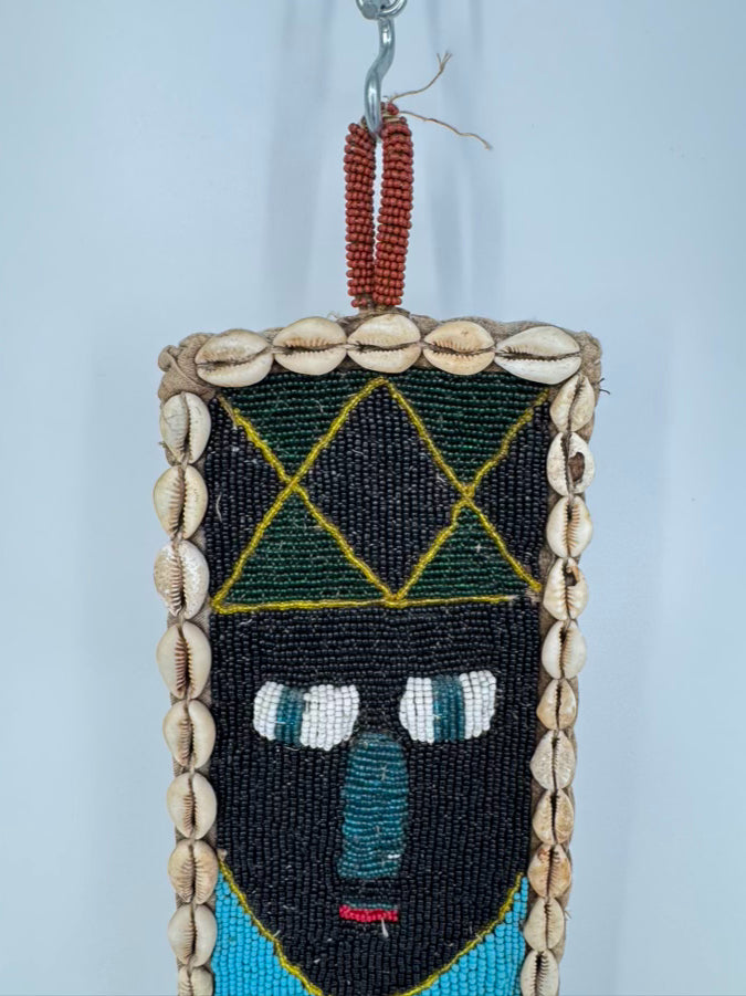 AFRICAN Multicolor Beads & Cowrie Shells "Yoruba" Wall Hanging