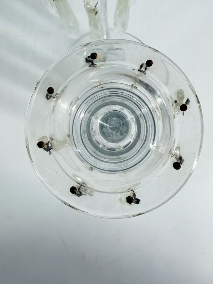 HEISEY Clear Glass Pair Of Candleholders w/ Babiches