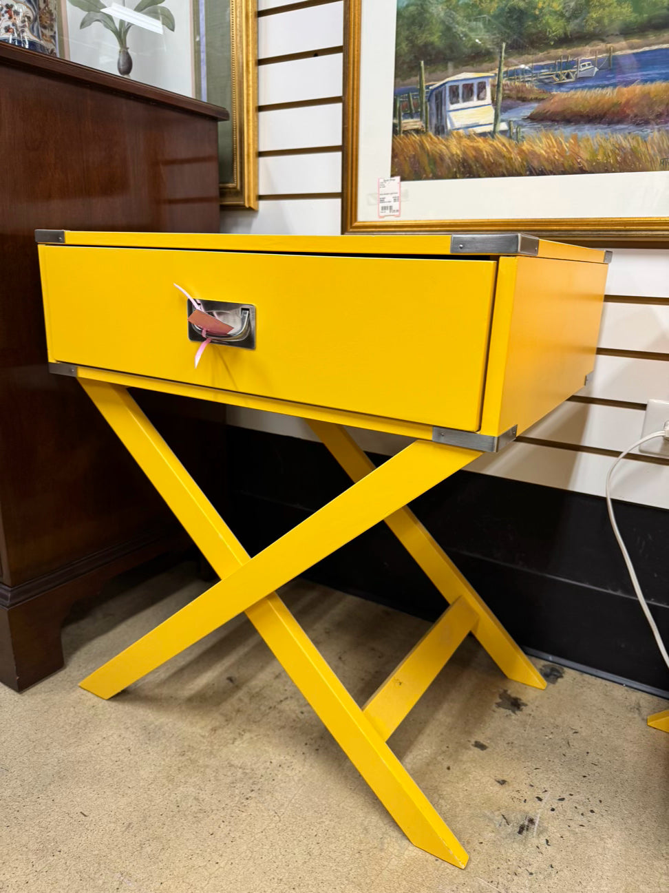 Yellow Wood End Table