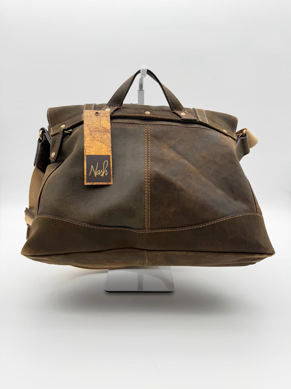 PATRICIA NASH Chocolate Moto Leather Messenger Bag NWT