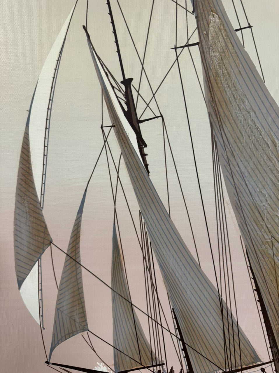 LETTERMAN Large Sailboat Painting in Wood Frame