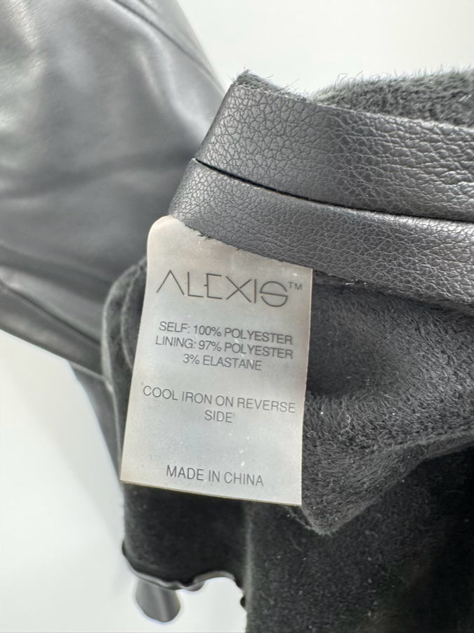 ALEXIS Size S Black Faux Leather Ruffle Pants
