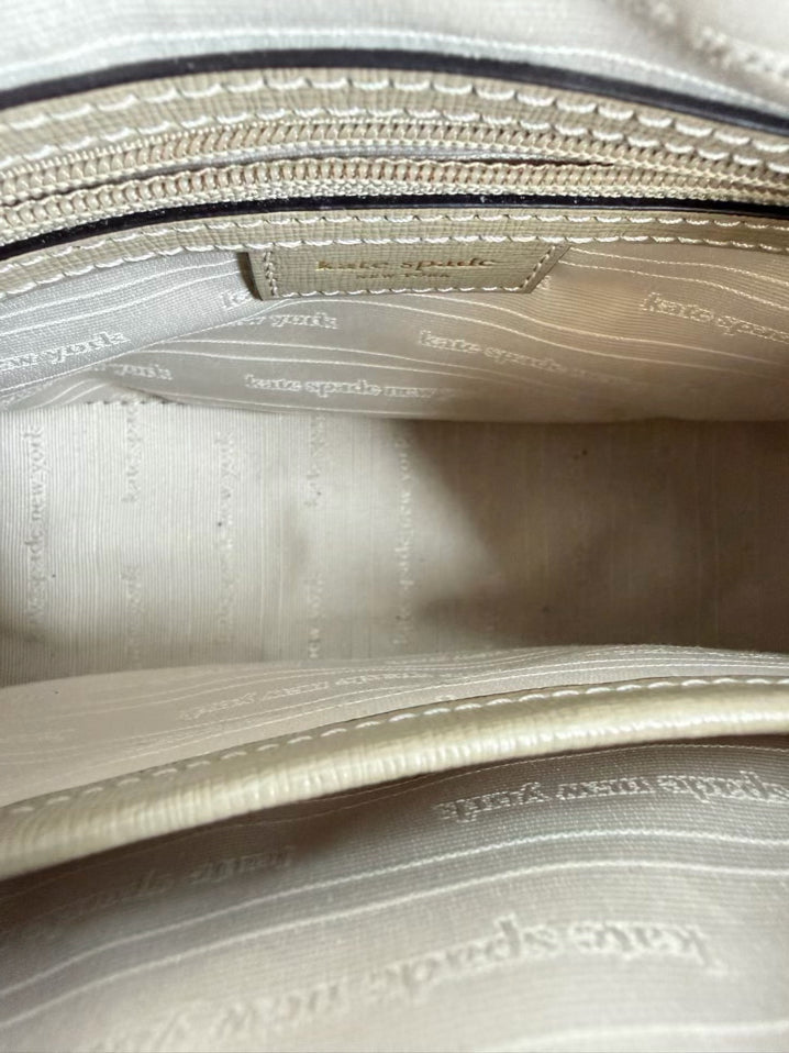 KATE SPADE Oatmeal Leather Crossbody Bag w/ Gold Tone Hardware