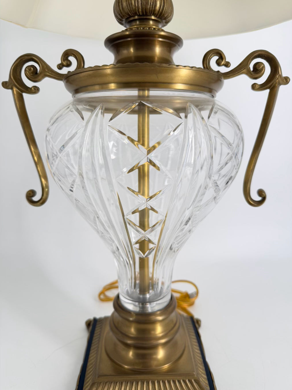 Brass & Crystal Urn Lamp w/ Shade