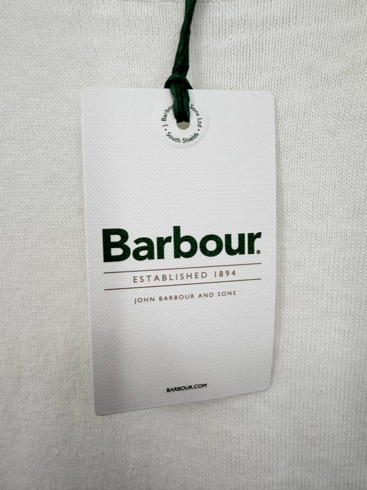 BARBOUR Size 14 Cream Short Sleeve Sweater NWT