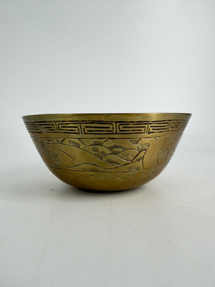 Oriental Brass Etched Bowl