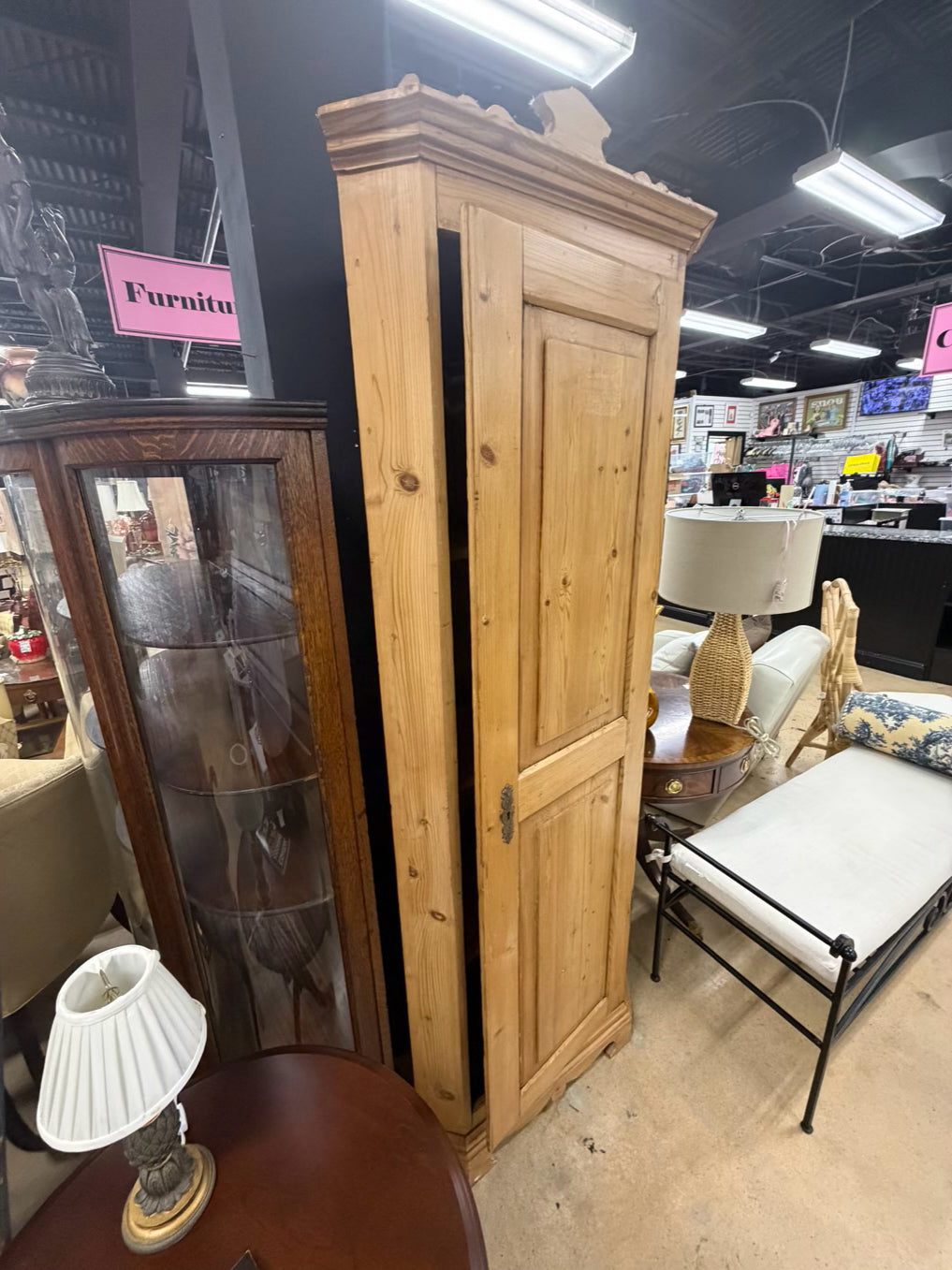ANTIQUE Mellow Pine Corner Cupboard