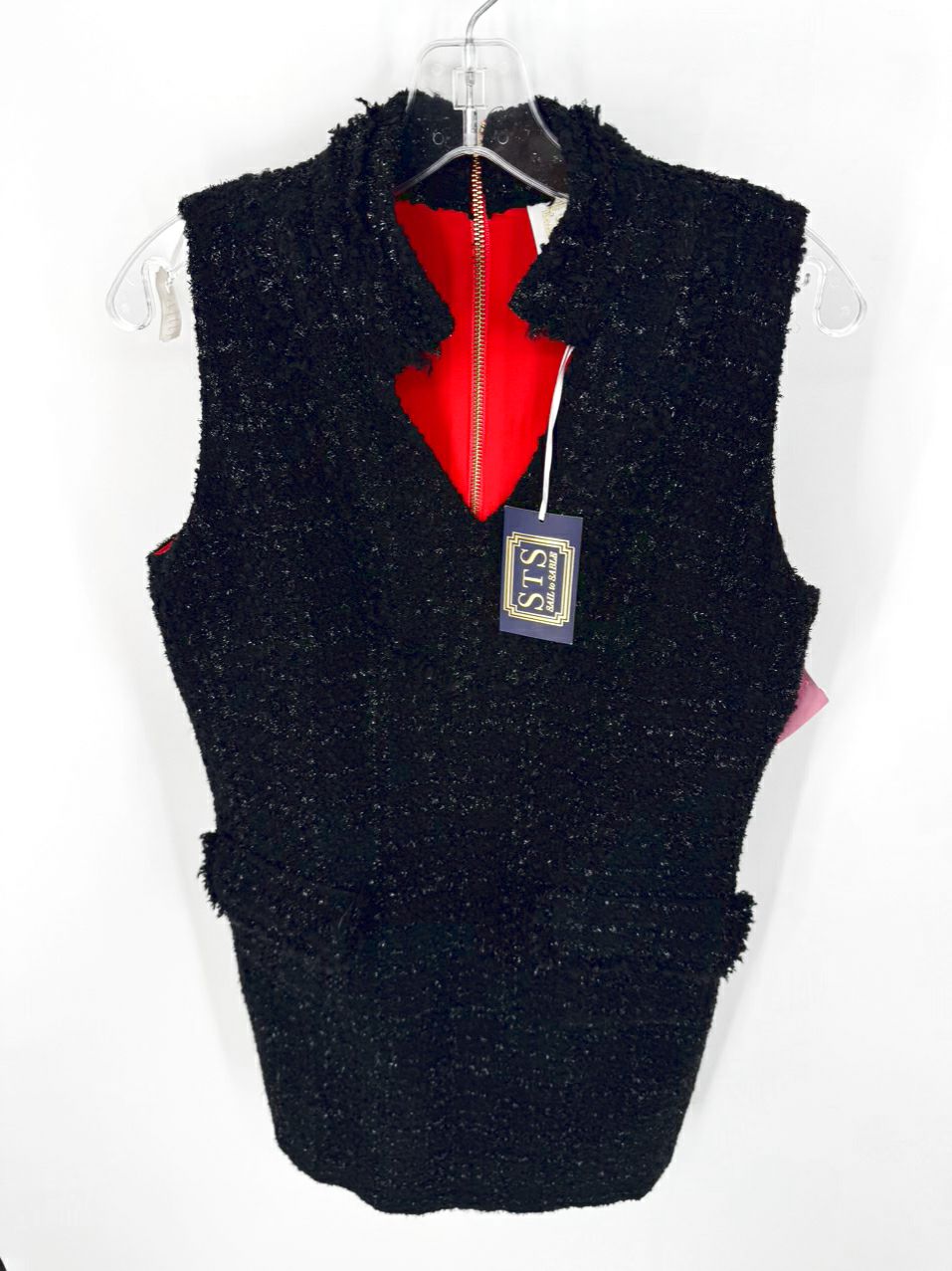 SAIL TO SABLE Size 10 Black Sparkle Tweed Sleeveless Dress NWT