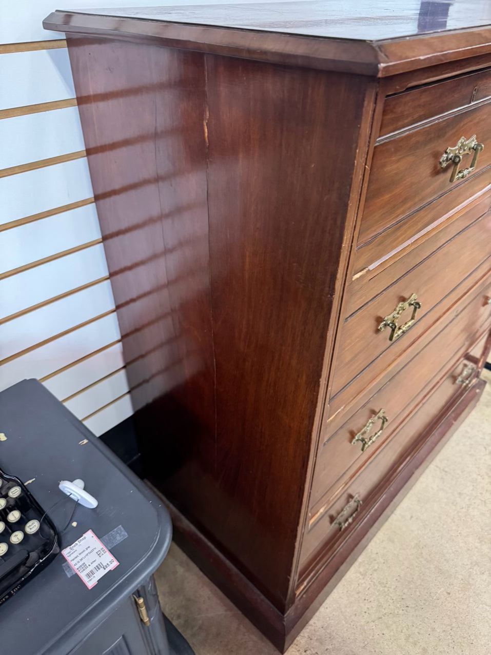 ANTIQUE Wood 5-Drawer Chest