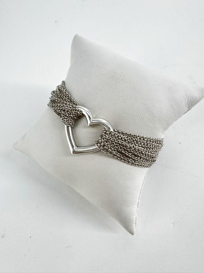TIFFANY & CO. ELSA PERETTI STERLING SILVER Heart Multistrand Bracelet