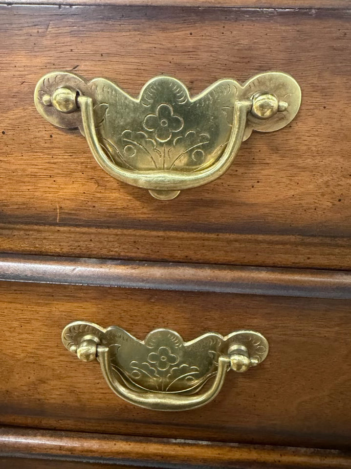 VINTAGE Wood Queen Ann Silver Chest
