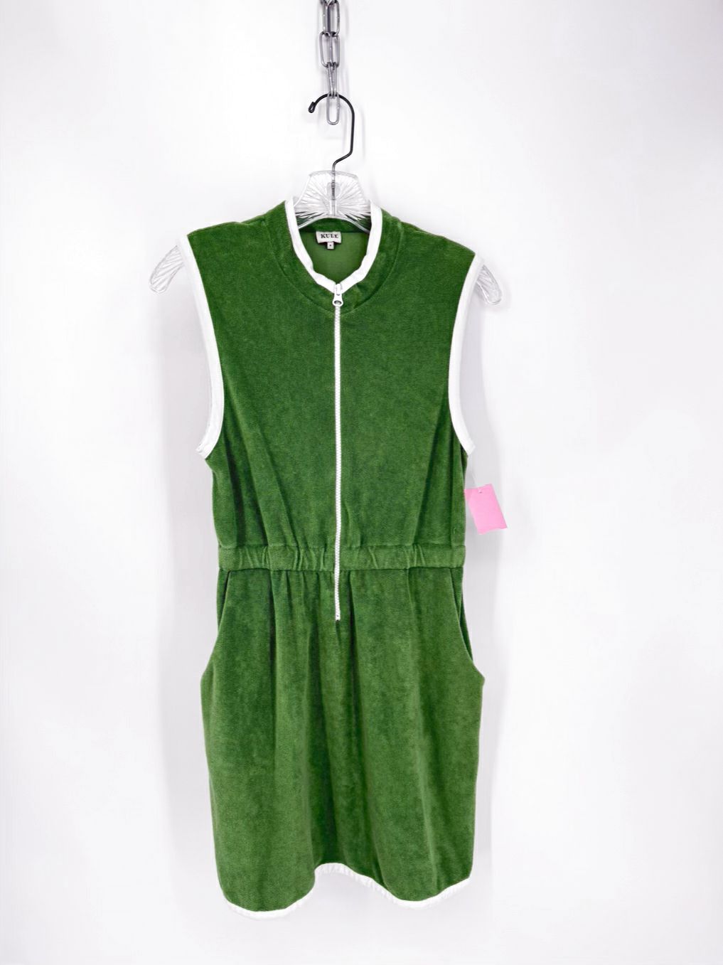 KULE Wmn's Size S Green Terry Cloth Mini Sleeveless Dress