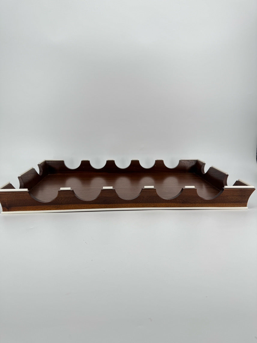 Brown & White Wood Scallop Edge Tray