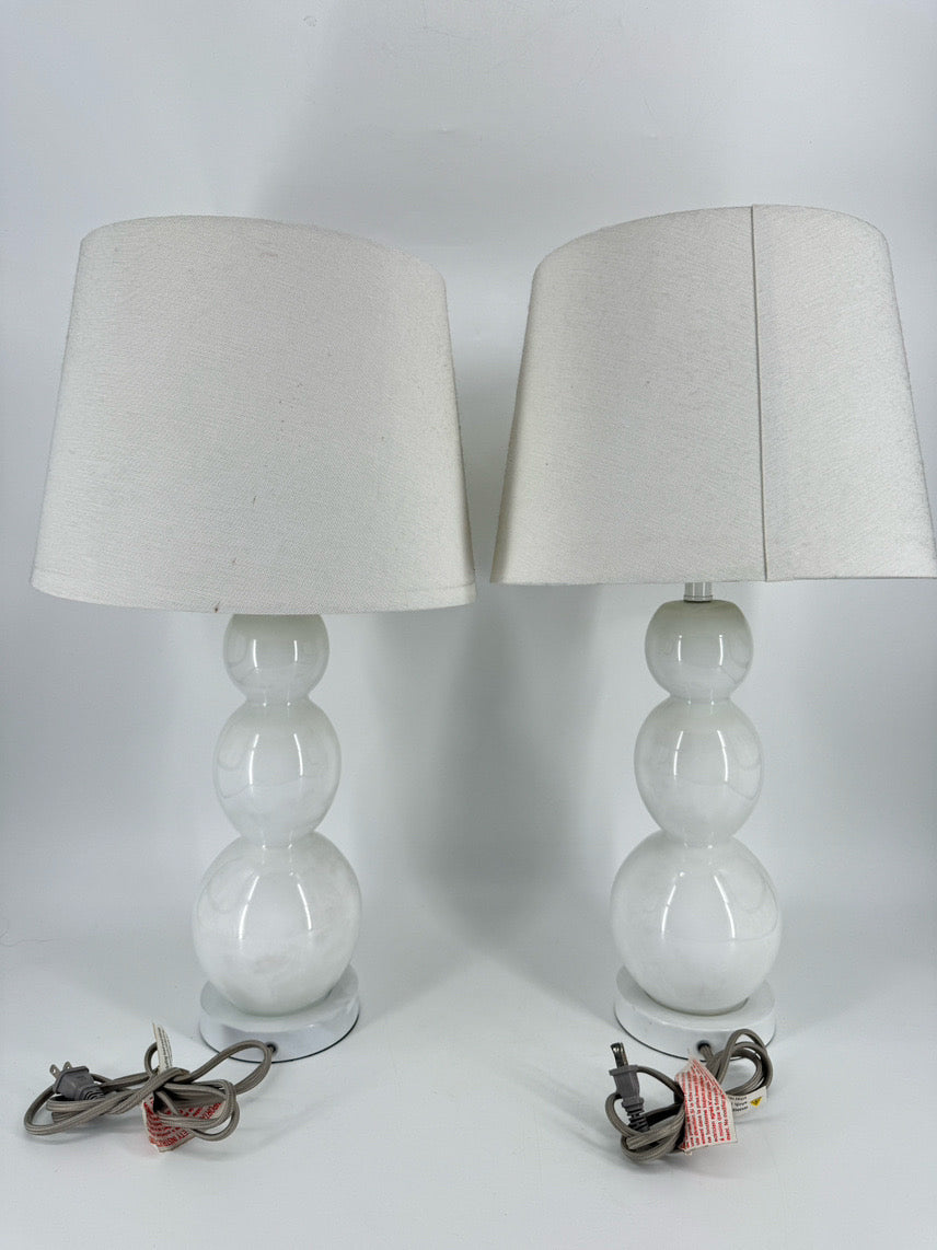 SAFAVIEH White Jayne Three Sphere Glass Pair of Lamps