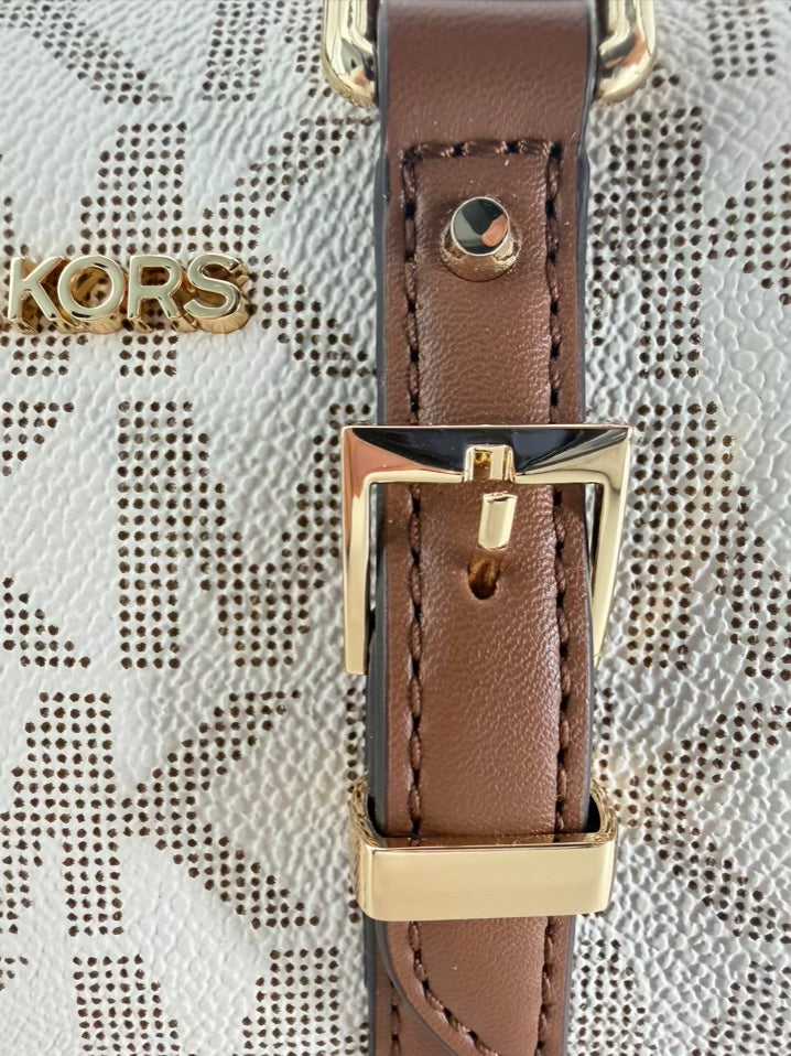 MICHAEL KORS Beige & Brown Mini Monogram Crossbody Bag