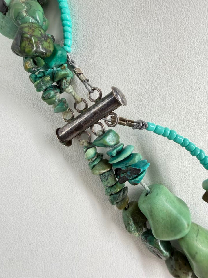 Blue & Green Turquoise 3 Strand Necklace