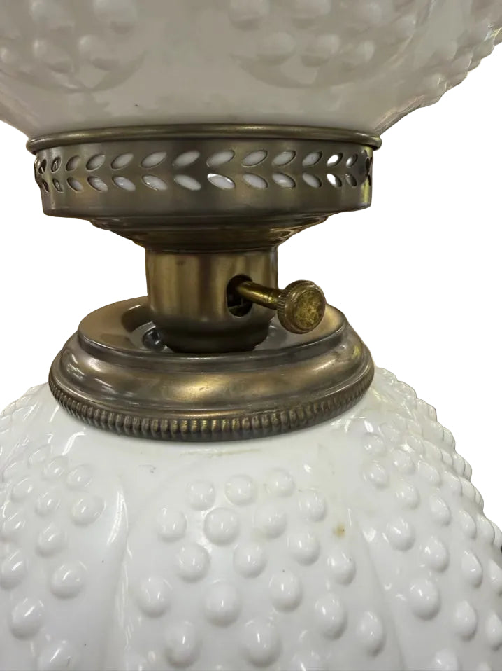 FENTON White Hobnail Glass Pair Of Lamps