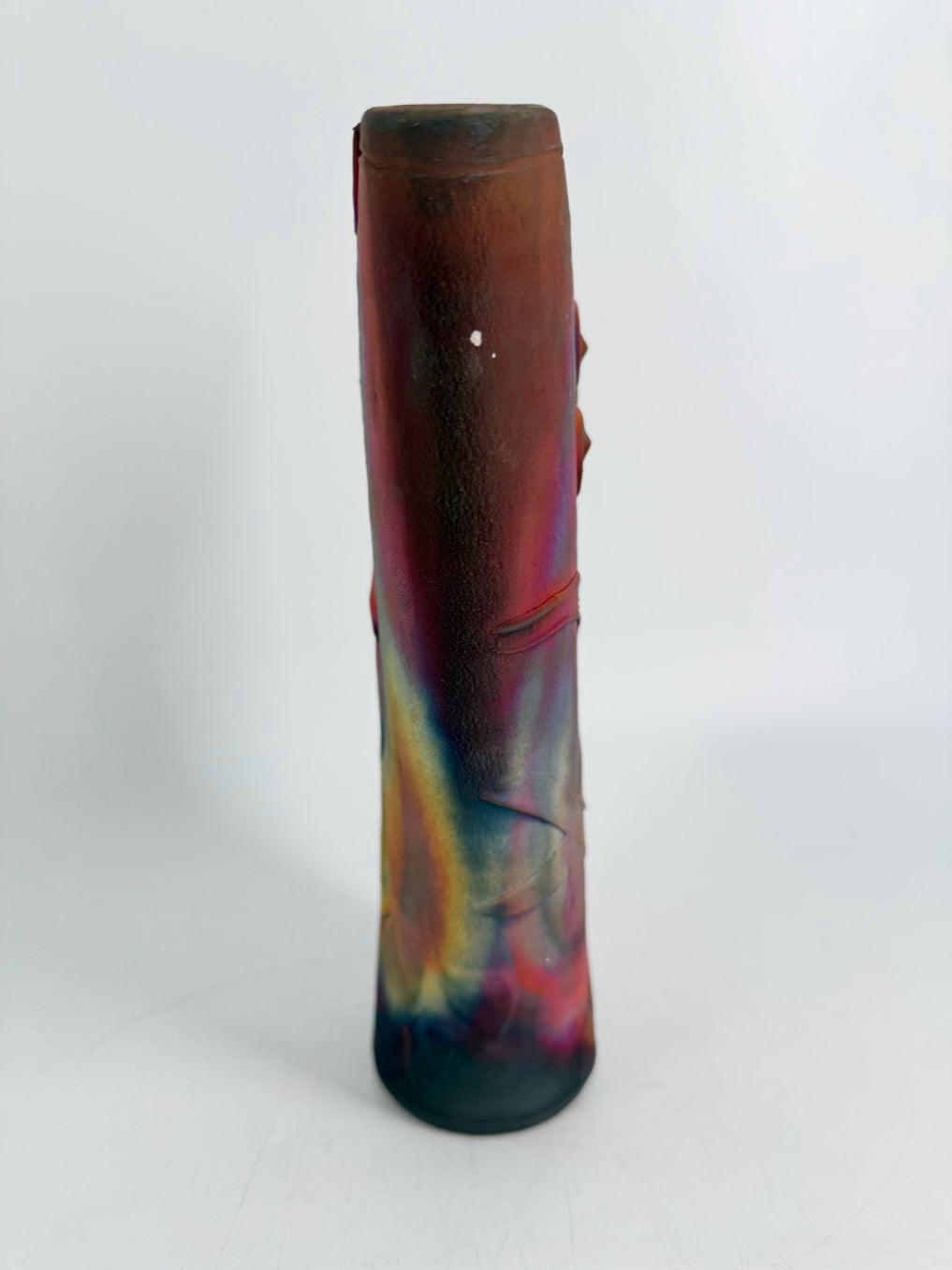 SIGNED RAKU Purple & Gold Pottery Vase