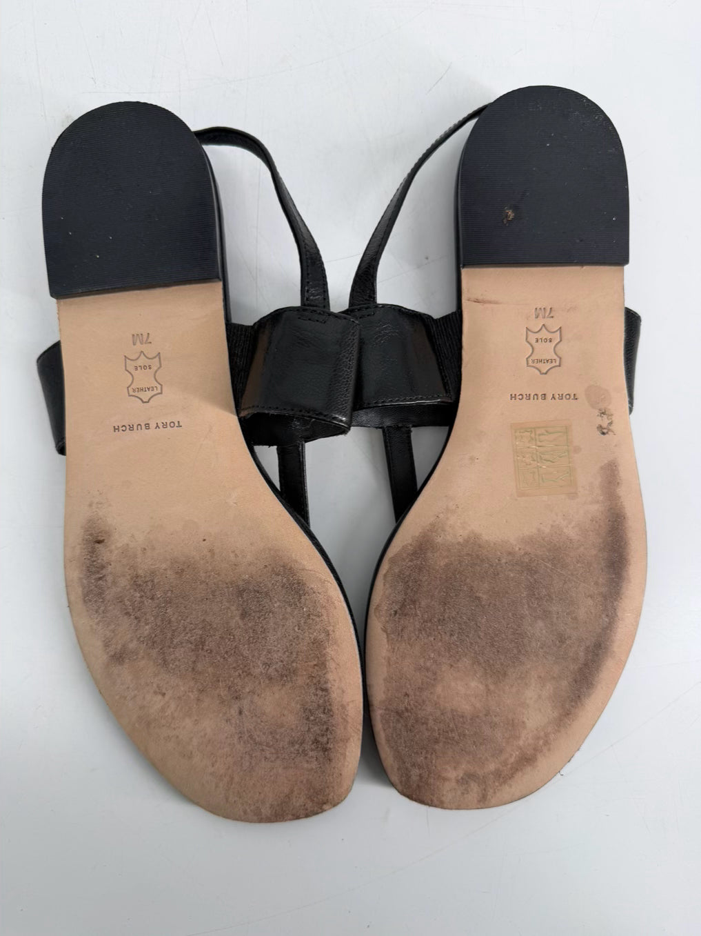 TORY BURCH Size 7 Black Leather Sandals